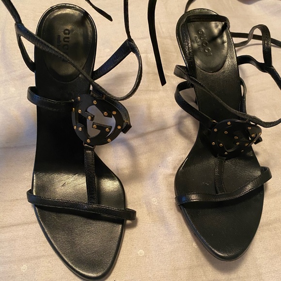 Authentic GUCCI black lace up up blondie heels - Picture 3 of 8